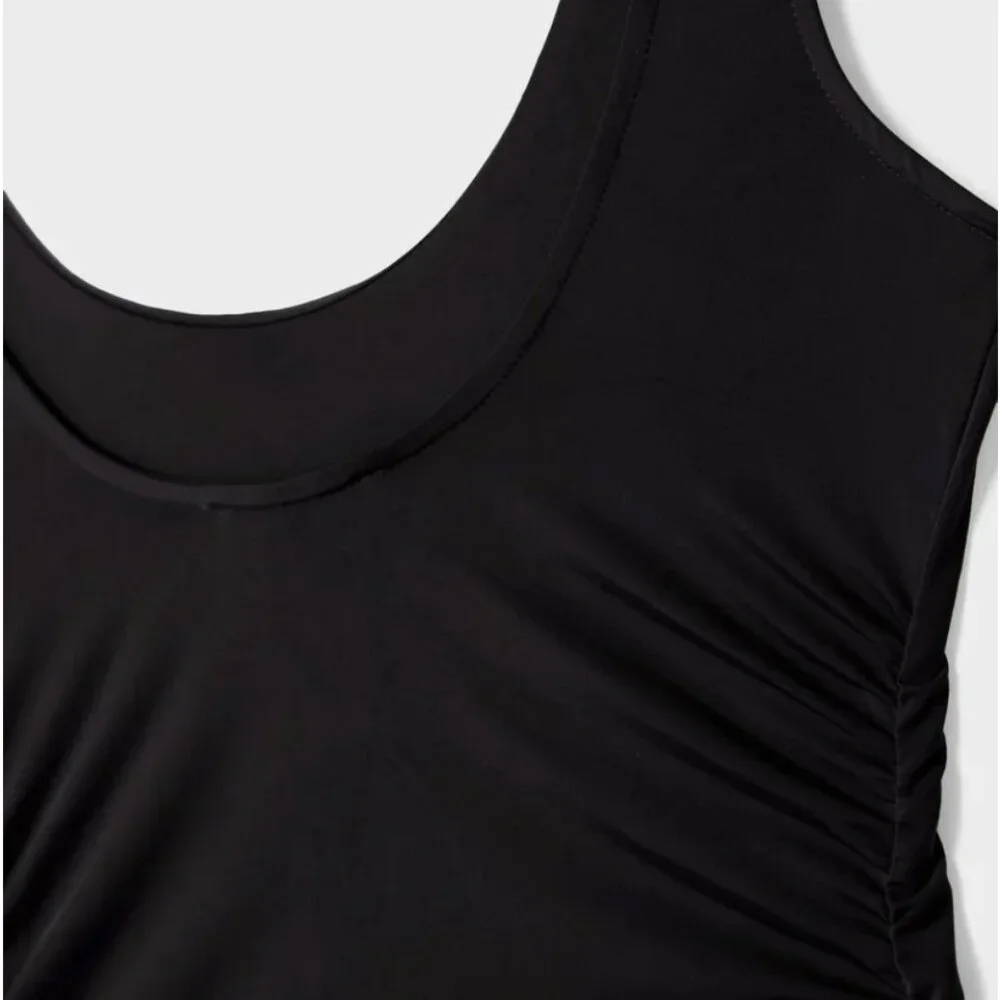 ZARA — Ruched Polyamide Bodysuit - Size M – New with Tags – Black